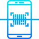Ícone de um código de barras dentro de um smartphone